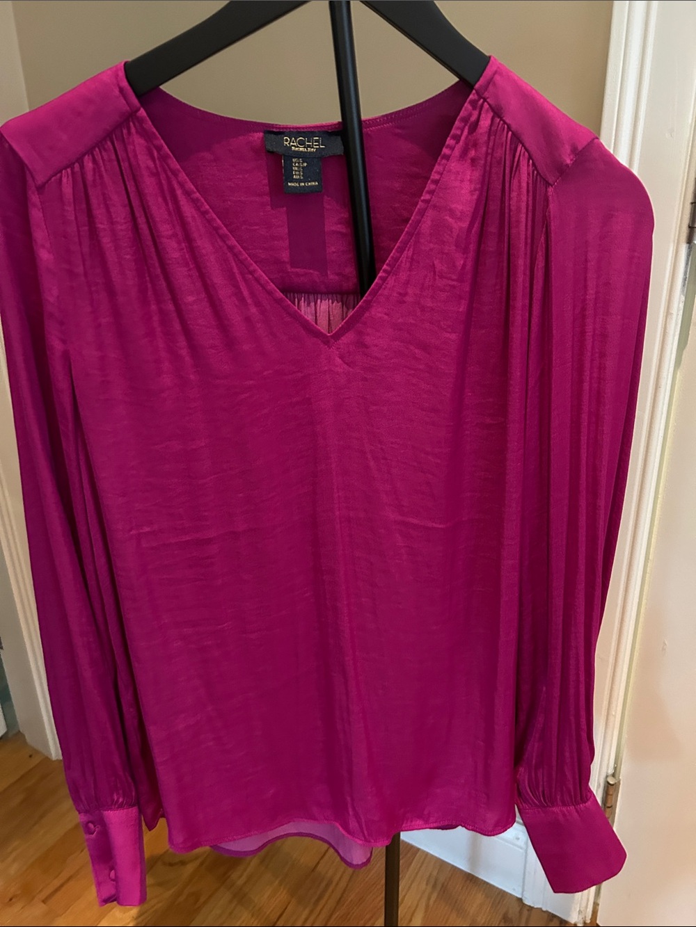 RACHEL Rachel Roy Fuchsia V-Neck Long Sleeve Blouse